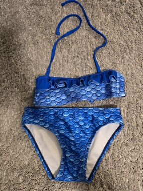 Fin Fun Mermaidens Girl's Bikini 2 Piece Bathing Suit Mermaid Artic Blue Small